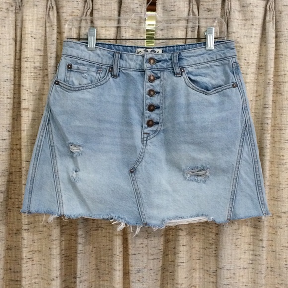 We The Free by Free People A-Line Denim Skirt in Montauk - Picture 1 of 5